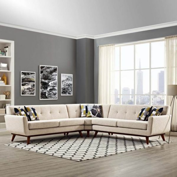 Engage L-Shaped Sectional Sofa In Beige