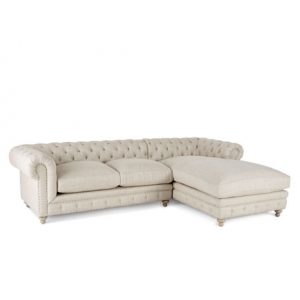 Warner Linen Right-Chaise Sectional Sofa