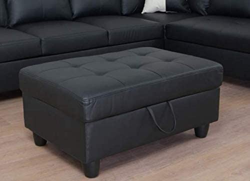 Lifestyle Furniture 3-Piece Black Contemporary Leather Living Room Right-Facing Sectional Sofa Set