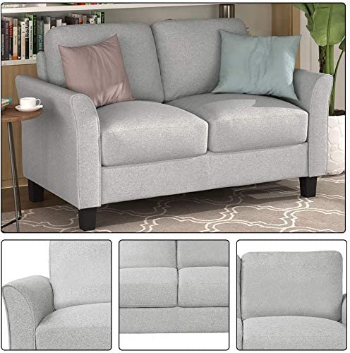 Recaceik Piece Couch Furniture, Living Room Sectional, Linen Fabric, Polyester, Modular Sofa (1 Loveseat + 3-Seat, Gray White)
