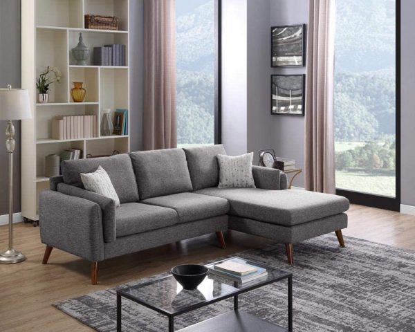LILOLA Founders Fabric Sectional Sofa Light Gray
