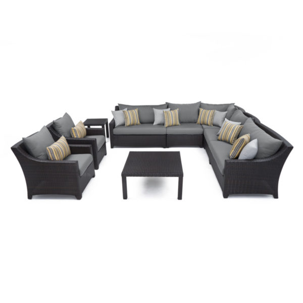 Deco™ 9 Piece Sectional and Club Set - Charcoal Gray