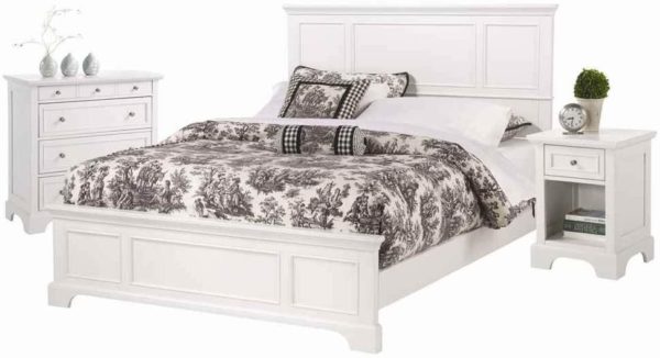 Home Styles Naples White Queen Bed, Night Stand and Chest with Head and Footboard, Drawers, and Open Storage Area