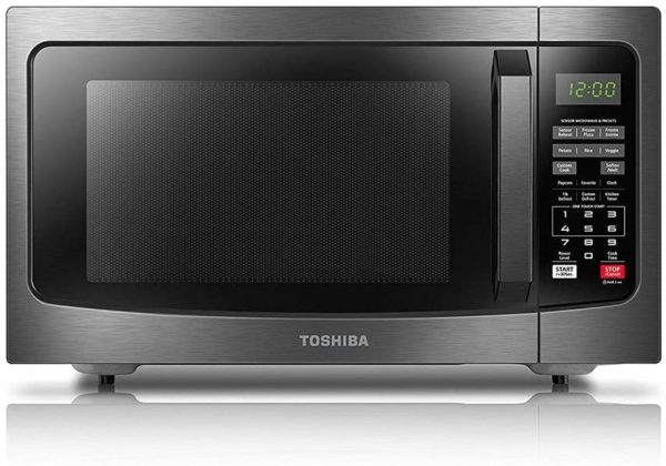 Toshiba EM131A5C-BS Microwave Oven with Smart Sensor, Easy Clean Interior, ECO Mode and Sound On/Off, 1.2 Cu.ft, 1100W, Black Stainless Steel