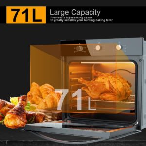 COSTWAY 24" Built-In Single Wall Oven Electric 2.5 Cu. Ft. Capacity, Multifunctional Under Counter Oven, Full 2-layer Black Glass with Cooling Down Fan...