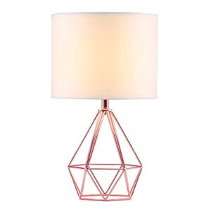 SOTTAE Modern Style Golden Hollowed Out Base Beside Living Room Bedroom Table Lamp, Desk Lamp with White Fabric Shade