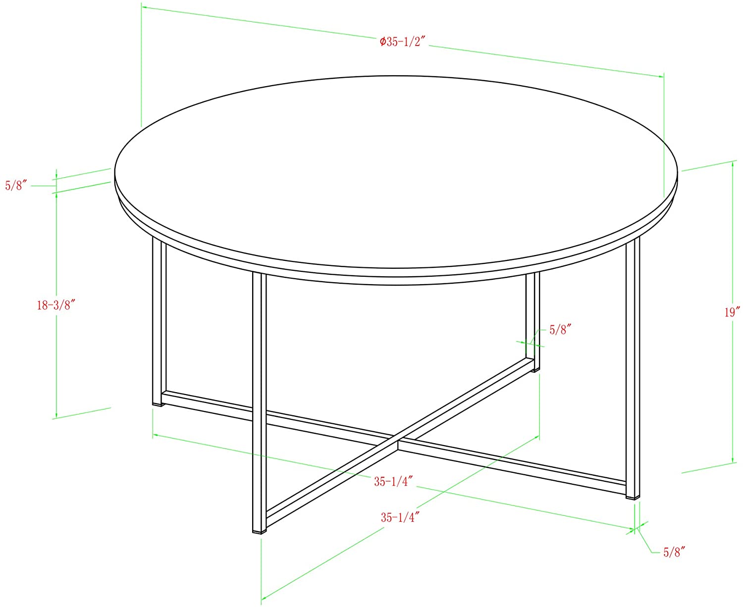 Walker Edison Furniture Company Modern Round Coffee Accent Table Living ...