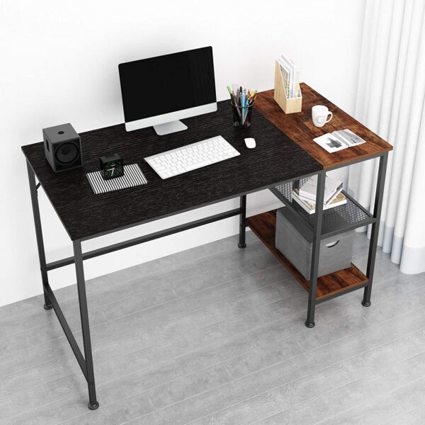 JOISCOPE Computer Desk with Shelves,Laptop Table with Grid Drawer,47 inches(Black Oak Finish)