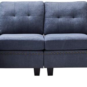 HONBAY Reversible Sectional Sofa Couch for Living Room L-Shape Sofa Couch 4-seat Sofas Sectional for Apartment Bluish Grey