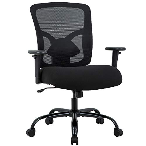 Sadie Big and Tall Office Computer Chair, Height Adjustable Arms with Adjustable Lumbar, Black (HVST141)