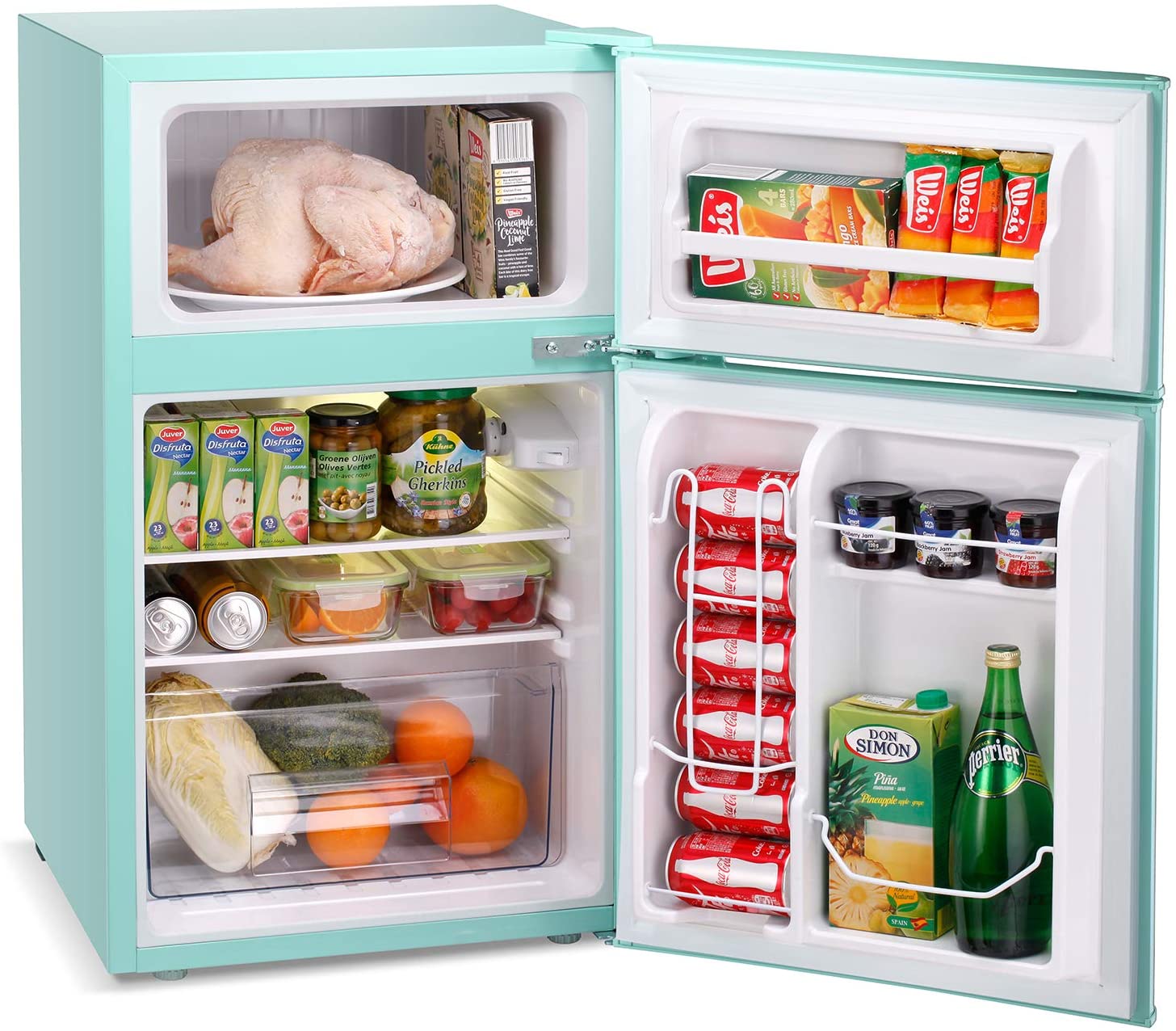 Retro Mini Fridge 3.2 Cu Ft Compact Refrigerators Small Freezer Office Red NEW 