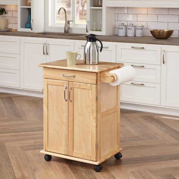 Paneled Door Kitchen Cart with Natural Finish by Home Styles