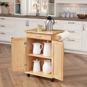 Paneled Door Kitchen Cart with Natural Finish by Home Styles